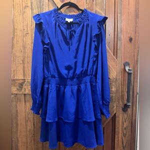 Elegant Blue Ruffle Dress